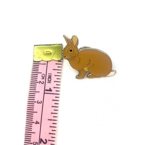 Enamel & Metal Bunny Rabbit Pin From England - Brown/Silver, 0.5” - Picture 2 of 4